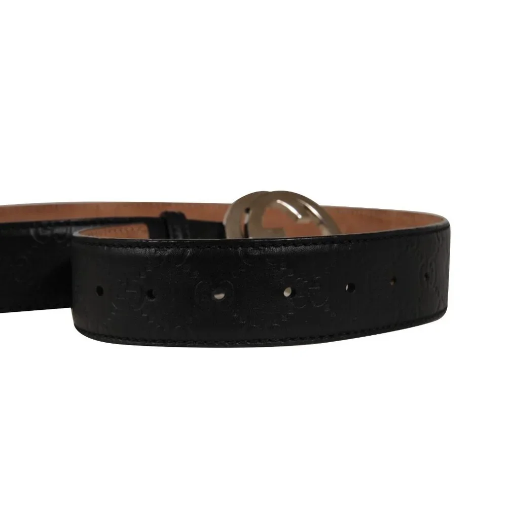 Gucci Mens Interlocking GG Supreme Buckle Belt Sizze 90 36 Black Leather - Picture 9 of 12